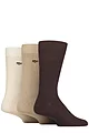Mens 3 Pair Glenmuir Laird Bamboo Ribbed Plain Socks - Beige Mix