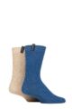 Mens 2 Pair Glenmuir Classic Fashion Boot Socks - Blue / Cream