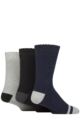 Mens 3 Pair Glenmuir Thermal Cushioned Boot Socks - Navy / Black / Light Grey