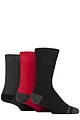 Mens 3 Pair Glenmuir Thermal Cushioned Boot Socks - Black / Red / Charcoal