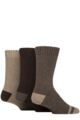 Mens 3 Pair Glenmuir Thermal Cushioned Boot Socks - Brown / Beige