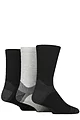 Mens 3 Pair Glenmuir Plain Fully Cushioned Boot Socks - Black / Grey