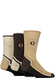 Mens 3 Pair Glenmuir Durable Cotton Boot Socks - Brown / Beige