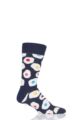 Mens and Ladies 1 Pair Happy Socks Sunny Side Up Combed Cotton Socks - Navy