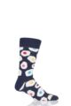 Mens and Women's 1 Pair Happy Socks Sunny Side Up Combed Cotton Socks - Navy