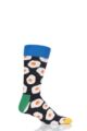 Mens and Ladies 1 Pair Happy Socks Sunny Side Up Combed Cotton Socks - Blue