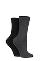 Women's 2 Pair Elle Plain Bamboo Fibre Socks - Grey / Black