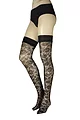 Women's 1 Pair Trasparenze Enif Flora Lace Hold Ups - Black