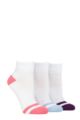 Ladies 3 Pair Pringle Quarter Length Cotton Sports Socks - White with Pink / Blue / Plum