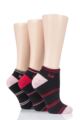Ladies 3 Pair Pringle Johanne Cushion Trainer Socks - Black / Pink