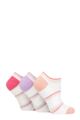 Ladies 3 Pair Pringle Johanne Cushion Trainer Socks - White Peach / Purple / Pink