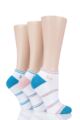 Ladies 3 Pair Pringle Johanne Cushion Trainer Socks - White / Teal