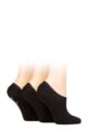 Ladies 3 Pair Pringle Cotton Sports Shoe Liner Socks - Plain Black