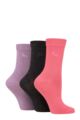 Ladies 3 Pair Pringle Plain Modal Socks - Pink / Charcoal / Purple