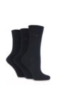 Ladies 3 Pair Pringle Jean Plain Comfort Cuff Cotton Socks - Black