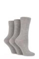 Ladies 3 Pair Pringle Jean Plain Comfort Cuff Cotton Socks - Light Grey