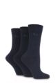 Ladies 3 Pair Pringle Jean Plain Comfort Cuff Cotton Socks - Navy