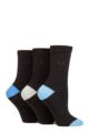 Ladies 3 Pair Pringle Patterned Cotton and Recycled Polyester Socks - Contrast Heel & Toe Black Blue / Grey / Light Blue