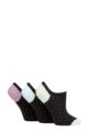 Ladies 3 Pair Pringle Plain and Patterned Cotton Trainer Socks - Black Spots