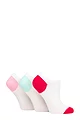 Women's 3 Pair Pringle Plain and Patterned Cotton Trainer Socks - White Dark Pink / Mint / Pink Heel & Toe