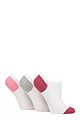 Women's 3 Pair Pringle Plain and Patterned Cotton Trainer Socks - White / Pink / Grey Heel & Toe