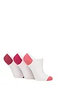 Women's 3 Pair Pringle Plain and Patterned Cotton Trainer Socks - White / Pink Heel & Toe