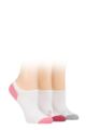 Ladies 3 Pair Pringle Plain and Patterned Cotton Trainer Socks - White Pink / Grey Diamonds