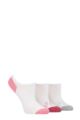 Ladies 3 Pair Pringle Plain and Patterned Cotton Trainer Socks - White Pink / Grey Diamonds