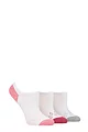 Women's 3 Pair Pringle Plain and Patterned Cotton Trainer Socks - White Pink / Grey Diamonds