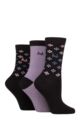 Ladies 3 Pair Pringle Patterned Cotton and Recycled Polyester Socks - Scatter Diamond Black