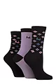 Women's 3 Pair Pringle Patterned Cotton and Recycled Polyester Socks - Scatter Diamond Black