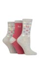 Ladies 3 Pair Pringle Patterned Cotton and Recycled Polyester Socks - Scatter Diamond Light Grey