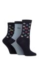 Ladies 3 Pair Pringle Patterned Cotton and Recycled Polyester Socks - Scatter Diamond Navy