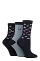 Women's 3 Pair Pringle Patterned Cotton and Recycled Polyester Socks - Scatter Diamond Navy