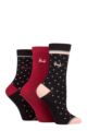 Ladies 3 Pair Pringle Patterned Cotton and Recycled Polyester Socks - Small Polka Dot Black