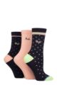 Ladies 3 Pair Pringle Patterned Cotton and Recycled Polyester Socks - Small Polka Dot Navy