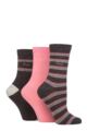 Ladies 3 Pair Pringle Patterned Cotton and Recycled Polyester Socks - Multi Colour Stripes Charcoal