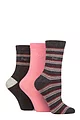 Women's 3 Pair Pringle Patterned Cotton and Recycled Polyester Socks - Multi Colour Stripes Charcoal