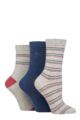 Ladies 3 Pair Pringle Patterned Cotton and Recycled Polyester Socks - Multi Colour Stripes Light Grey
