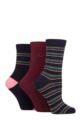 Ladies 3 Pair Pringle Patterned Cotton and Recycled Polyester Socks - Multi Colour Stripes Navy