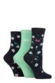 Ladies 3 Pair Pringle Patterned Cotton and Recycled Polyester Socks - Floral Navy