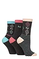Women's 3 Pair Pringle Patterned Cotton and Recycled Polyester Socks - Charcoal Diamond / Stripe
