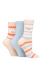 Ladies 3 Pair Pringle Patterned Cotton and Recycled Polyester Socks - Stripes Pink