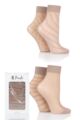 Ladies 4 Pair Pringle Sheer Patterned Pop Socks - Nude