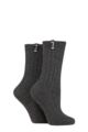 Ladies 2 Pair Pringle Classic Boot Socks - Charcoal