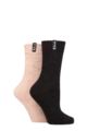 Ladies 2 Pair Pringle Classic Fashion Boot Socks - Small Diamond Light Pink / Black