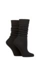 Ladies 2 Pair Pringle Super Soft Rib Knit Slouch Socks - Black