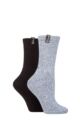 Ladies 2 Pair Pringle Cushioned Cotton Boot Socks - Denim / Black