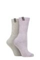 Ladies 2 Pair Pringle Cushioned Cotton Boot Socks - Light Grey / Lilac