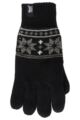 Mens 1 Pair Heat Holders 2.3 Tog Fairisle Gloves In Black - Black